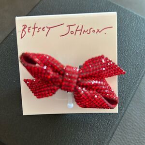 New Betsey Johnson adjustable red sparkly bow ring